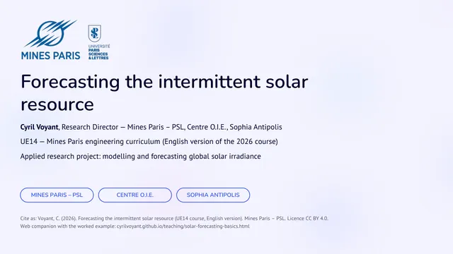 Forecasting the intermittent solar resource