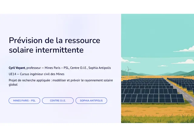 Prévision de la ressource solaire intermittente