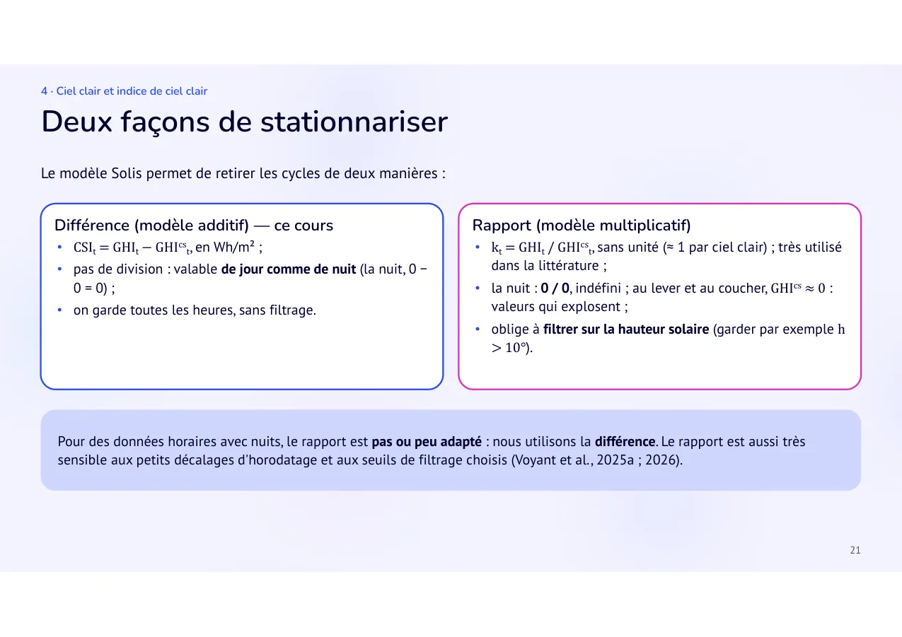 Diapositive 21: Deux façons de stationnariser