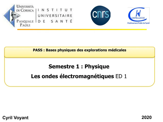 Exercices dirigés 1 : les ondes électromagnétiques, corrigé